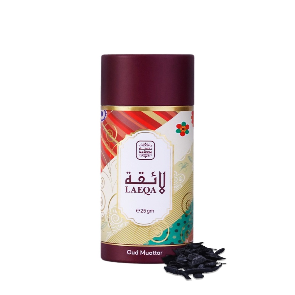 LAEQA Non Alcoholic Bakhoor Muattar  25 GM - Hard Box Collection By Naseem