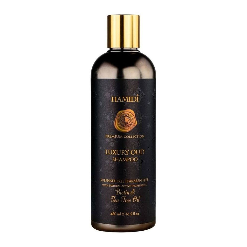 With Biotin & Tea Tree Oil  & Oud Smell Shampoo  480 ML - Luxury Collection By Hamidi
