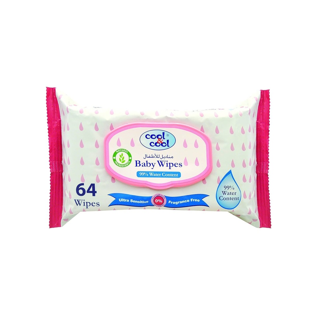 99% Water Baby Wipes  64Pcs -  By Cool&Cool