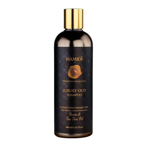 With Biotin & Tea Tree Oil  & Oud Smell Shampoo  480 ML - Luxury Collection By Hamidi
