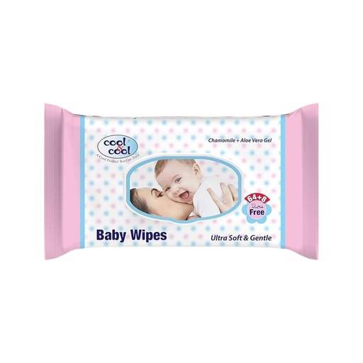 With Chamomile & Aloe Vera Gel Baby Wipes  (64Pcs+8Free) -  By Cool&Cool